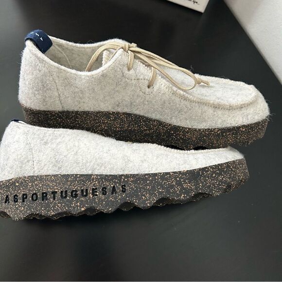 Asportuguesas Wool Cork Lace-up Shoes Off-White - Picture 6 of 9